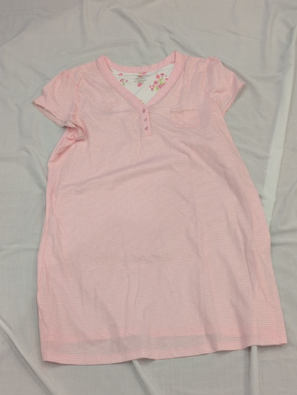 croft & barrow Light Pink Short Sleeve Henley Nightshirt
